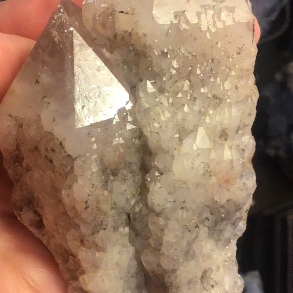 Rare double crystal double terminated candle quartz w hematite elestial - Picture 11 of 16